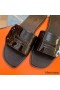 Hermes View Sandals In Black Patent leather