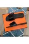 Hermes View Sandals In Black Patent leather