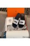 Hermes View Sandals In Silver Epsom Leather