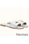 Hermes View Sandals In White Calfskin leather