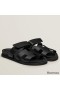 Hermes Women's Chypre Sandals In Black Calfskin