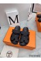 Hermes Women's Chypre Sandals In Black Calfskin