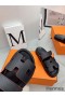Hermes Women's Chypre Sandals In Black Epsom Calfskin