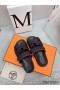 Hermes Women's Chypre Sandals In Black Epsom Calfskin