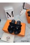 Hermes Women's Chypre Sandals In Black Suede Calfskin