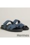 Hermes Women's Chypre Sandals In Blue Suede Calfskin