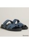 Hermes Women's Chypre Sandals In Blue Suede Calfskin