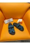 Hermes Women's Chypre Sandals In Blue Suede Calfskin