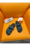 Hermes Women's Chypre Sandals In Blue Suede Calfskin