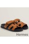 Hermes Women's Chypre Sandals In Brown Calfskin