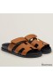 Hermes Women's Chypre Sandals In Brown Calfskin