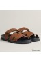 Hermes Women's Chypre Sandals In Brown Suede Calfskin