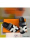 Hermes Women's Chypre Sandals In Canvas with Black Leather