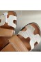 Hermes Women's Chypre Sandals In Canvas with Brown Leather