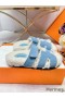 Hermes Women's Chypre Sandals in Blue Suede with Shearling