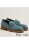 Hermes Women's Faubourg Loafers in Blue Suede Leather