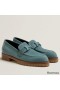 Hermes Women's Faubourg Loafers in Blue Suede Leather