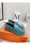 Hermes Women's Faubourg Loafers in Blue Suede Leather
