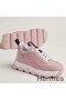 Hermes Women's Impulse Sneakers in Pink Fabric and Leather
