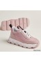 Hermes Women's Impulse Sneakers in Pink Fabric and Leather