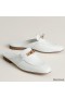 Hermes Women's Oz Mules in White Calfskin
