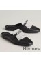 Hermes Women's Oz Mules with Fringed in Black/White Leather
