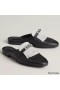 Hermes Women's Oz Mules with Fringed in Black/White Leather