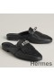 Hermes Women's Oz Mules with Fringed in Black Leather