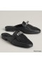 Hermes Women's Oz Mules with Fringed in Black Leather