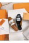 Hermes Women's Oz Mules with Fringed in Brown/White Leather