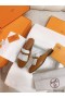 Hermes Women's Oz Mules with Fringed in Brown/White Leather