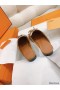 Hermes Women's Oz Mules with Fringed in Brown/White Leather