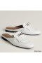 Hermes Women's Oz Mules with Fringed in White Leather