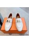 Hermes Women's Paris Loafers in White Goatskin