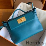 Hermes 24/24 Mini 21 Handmade Bag in Vert Bosphore Evercolor Leather