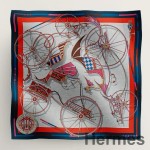 Hermes Beige/Marine Voitures en Equilibre Shawl 140