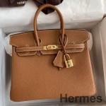 Hermes Birkin 25 Handmade Bag In Brown Clemence Leather