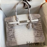 Hermes Birkin 25 Retourne Bag In Himalaya Niloticus Crocodile Skin
