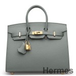 Hermes Birkin 25 Sellier Handmade Bag In Vert Amanda Epsom Calfskin