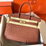 Hermes Birkin 30 Handmade Bag In Brown Ostrich Skin