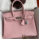 Hermes Birkin 30 Retourne Handmade Bag In Rose Sakura Epsom Calfskin