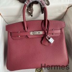 Hermes Birkin 30 Retourne Handmade Bag In Ruby Epsom Calfskin