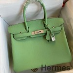 Hermes Birkin 30 Retourne Handmade Bag In Vert Criquet Epsom Calfskin