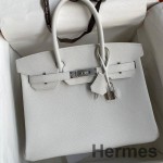 Hermes Birkin 30 Retourne Handmade Bag In White Epsom Calfskin