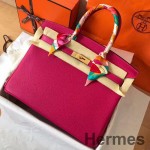Hermes Birkin 35 Handmade Bag In Peach Clemence Leather