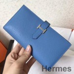 Hermes Blue Jean Epsom Bearn Gusset Wallet
