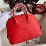 Hermes Bolide 1923 Mini Handmade Bag In Red Chevre Mysore Leather