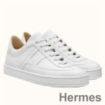 Hermes Boomerang Sneakers In White Epsom Leather