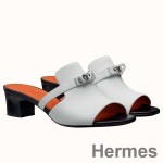 Hermes Candy 40mm Sandals In White Calfskin