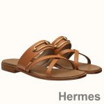 Hermes Claire Sandals In Brown Calfskin